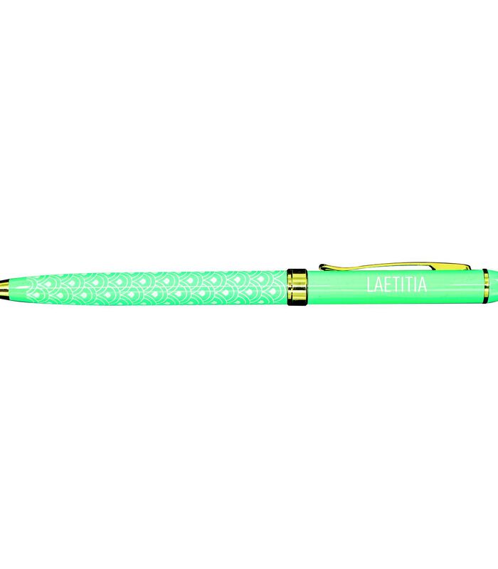Fijne pen in gelakt metaal turkoois - Laetitia image number 0