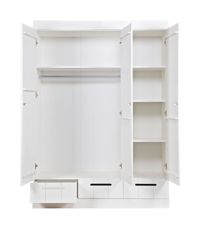 Armoire 3 Portes  - Pin - Blanc - 195x140x53  - Connect image number 2