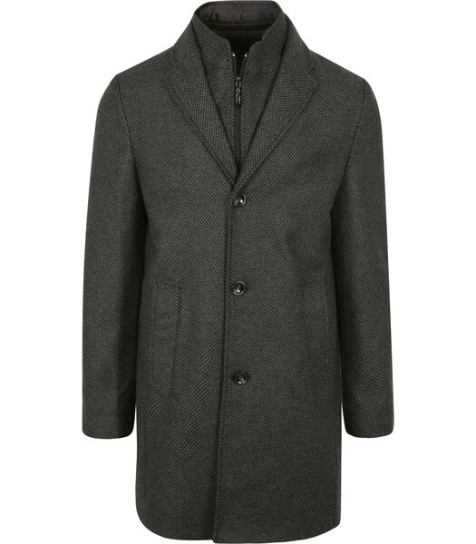 Suitable K150 Coat Wol Blend Ruit Donkergroen