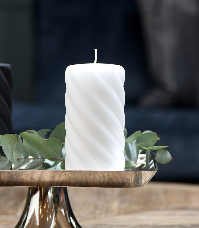 Twisted Pillar Candle offwhite 8x15 image number 1
