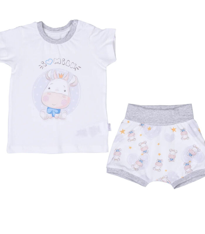 Bio-Katoenen Baby T-Shirt en Short Set met Koeienprint image number 0