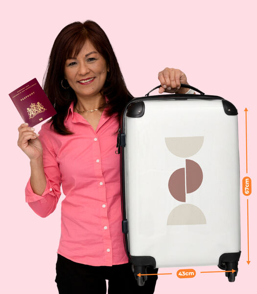 Bagage à main Valise avec 4 roues et serrure TSA (Formes - Beige - Blanc - Abstrait)