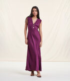 Lange paarse jurk van satijnviscose image number 3