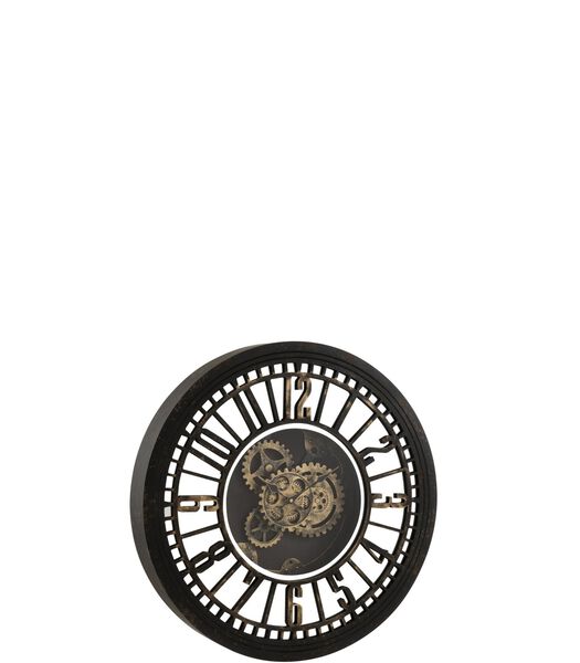 Horloge Ronde Mecanisme Apparent Miroir Antique Noir/Or