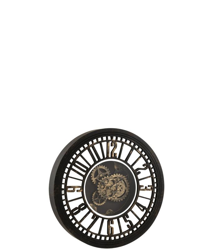 Horloge Ronde Mecanisme Apparent Miroir Antique Noir/Or image number 0
