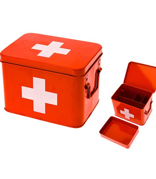 Boîte à pharmacie - rouge - 21.5x15.5x16cm