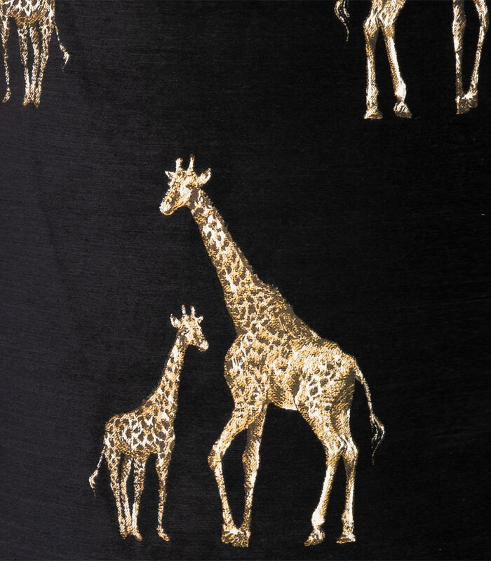 Coussin velours noir avec girafes brodées et franges image number 2