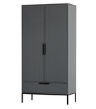 Armoire - Pin - Gris - 200x100x53  - Adam image number 2
