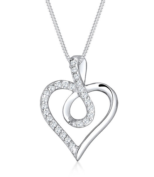 Halsketting Dames Infinity Hart Symbool Met Cubic Zirconia In 925 Sterling Zilver Rose Gold Plated