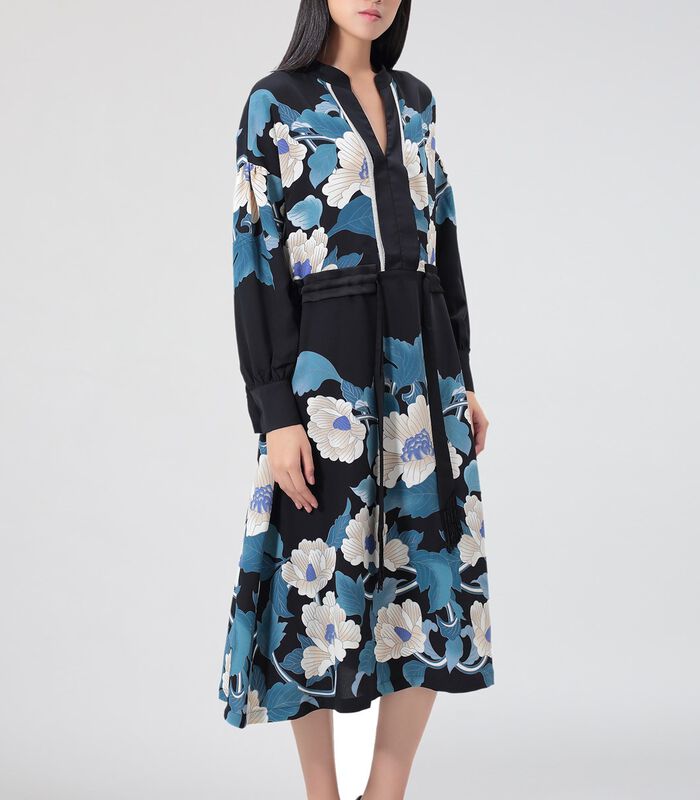 Robe midi à imprimé floral et à inspiration Kimono image number 0