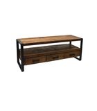 Robust - TV-meubel - 150cm - 3 lades - 1 nis - naturel mangohout - staal image number 0