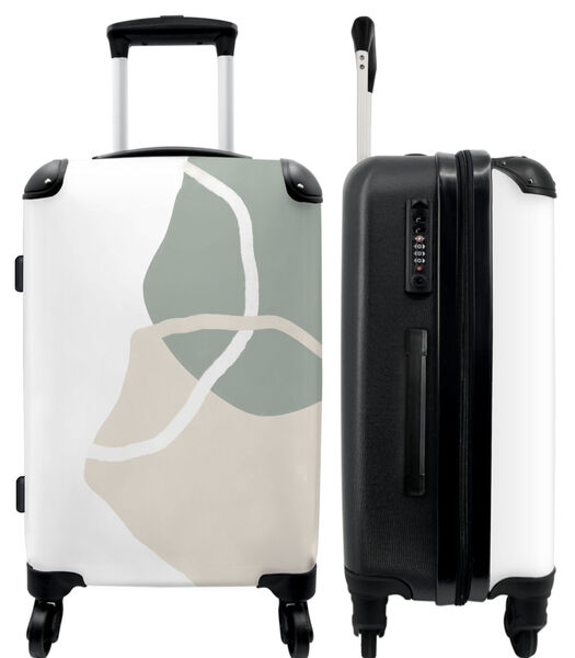 Bagage à main Valise avec 4 roues et serrure TSA (Abstrait - Beige - Vert - Art)