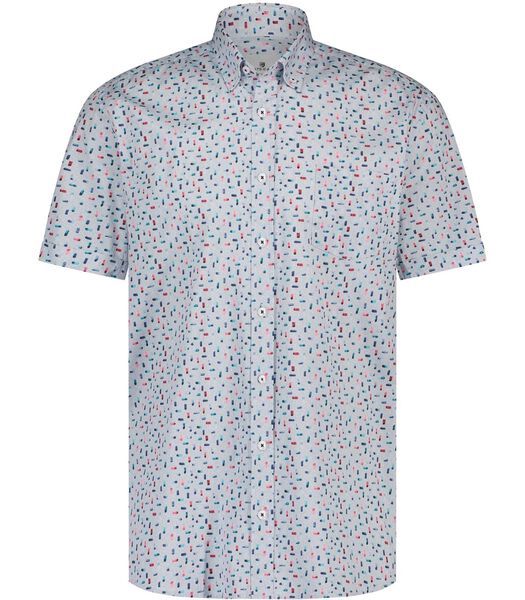 Short Sleeve Overhemd Print Lichtblauw