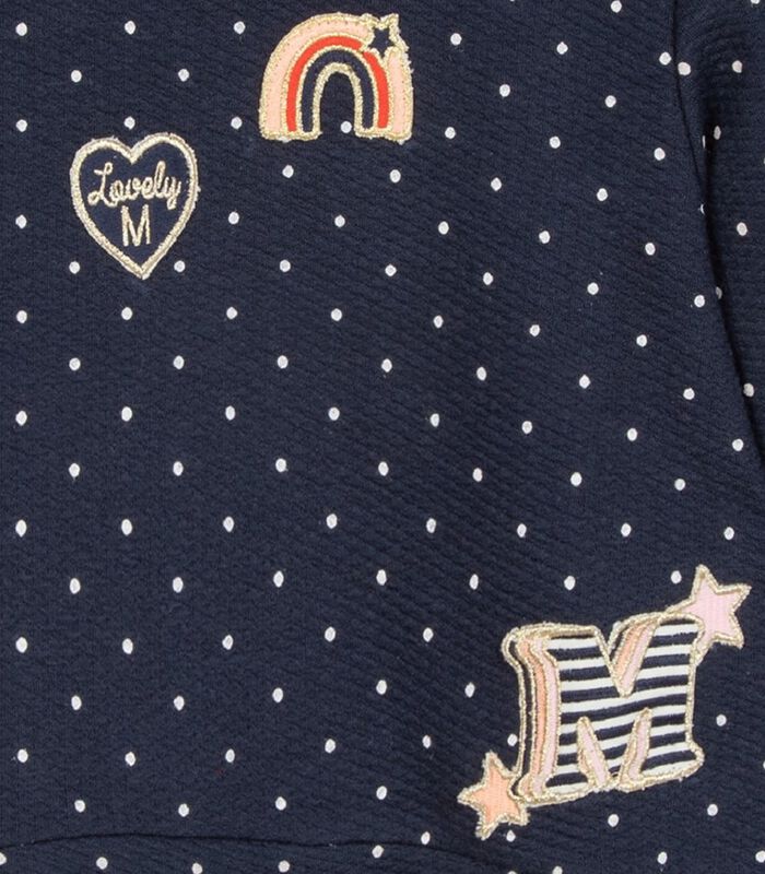 Polka dot sweatshirt met geborduurde badges image number 2