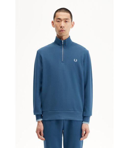 Fred Perry Pull Demi-Zip Bleu Mid