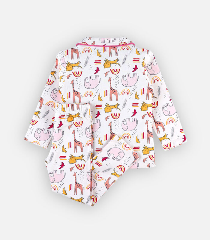 Jersey 2-delige pyjama met prints en hemdkraag, lichtroos image number 1
