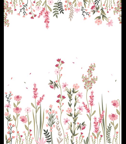 Papier peint panoramique champs de fleurs rose (droite) Magenta, Lilipinso