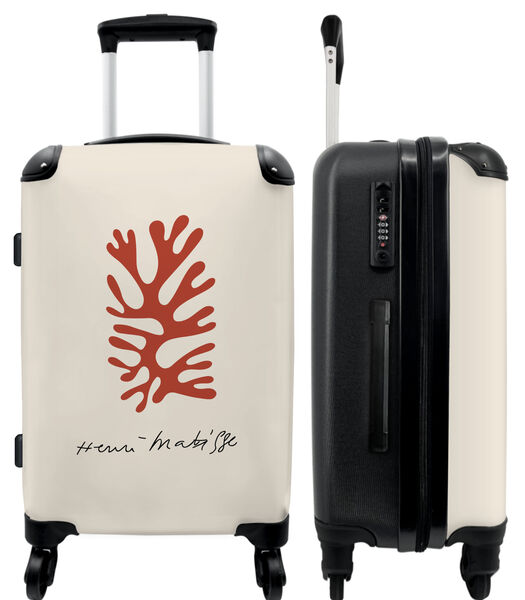 Bagage à main Valise avec 4 roues et serrure TSA (Art - Coral - Matisse - Rouge - Abstrait)