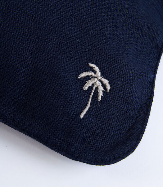 Housse de coussin en lin bleu marine Orama Palm