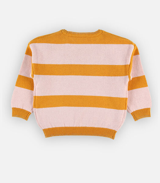 Pull rayé en tricot, moutarde/rose clair