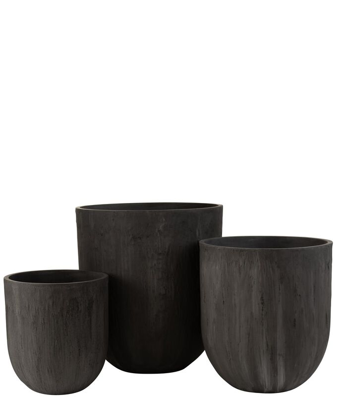 Set 3 Vases Ronds Ceramique Haut Noir image number 0