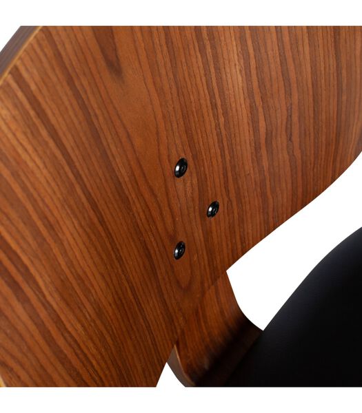 Chaise de table - Bois/cuir PU - Noir/noisette - 81x48x50 cm - Classic