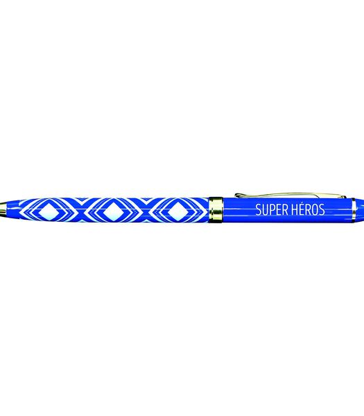 Fijne pen in gelakt metaal blauw - Superhelden
