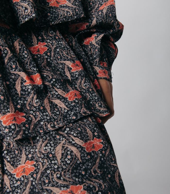 Kimi Paisley Flower robe noir image number 2