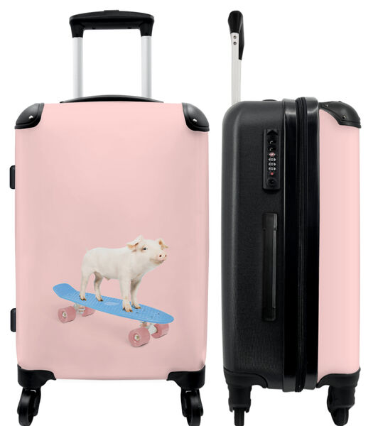 Handbagage Koffer met 4 wielen en TSA slot (Varken - Roze - Skateboard - Blauw - Dieren)