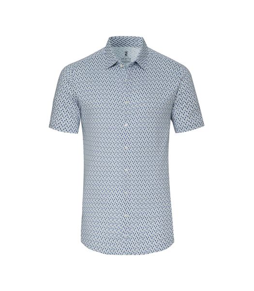 Short Sleeve Jersey Overhemd Print Blauw