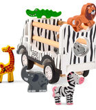 Houten speelgoed Zoo truck en Safari dieren image number 2