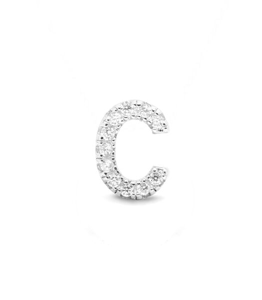 Pendentif, alphabet en argent 925 et zircon brillant avec finition rhodiée