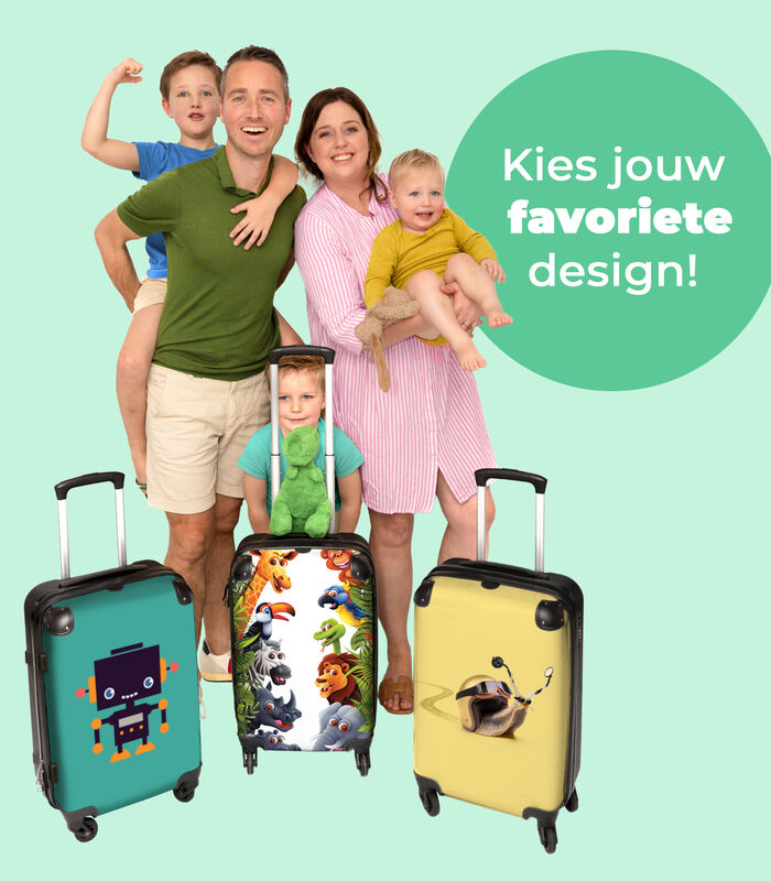 Bagage à main Valise avec 4 roues et serrure TSA (Animaux - Vert - Jungle - Enfants) image number 3