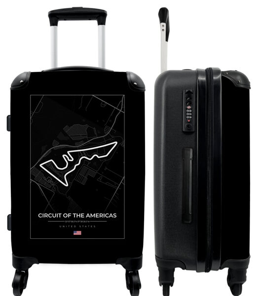 Handbagage Koffer met 4 wielen en TSA slot (Racebaan - F1 - Circuit of the Americas - Sport - Zwart wit)