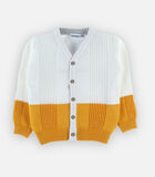 Tweekleurige cardigan, wit/geel image number 3