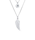 Halsketting Dames Laag Vleugelsymbool Met Kristal In 925 Sterling Zilver Verguld image number 3