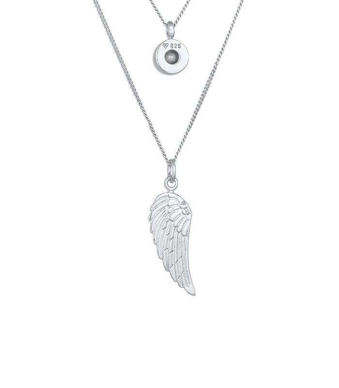 Halsketting Dames Laag Vleugelsymbool Met Kristal In 925 Sterling Zilver Verguld image number 3