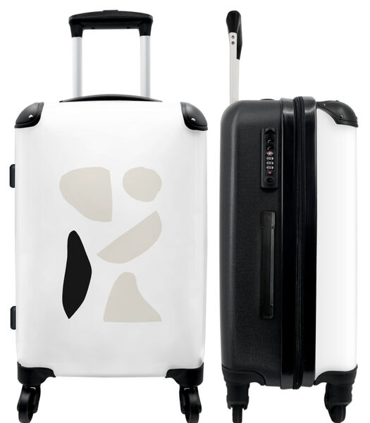 Handbagage Koffer met 4 wielen en TSA slot (Abstract - Vormen - Beige - Zwart)