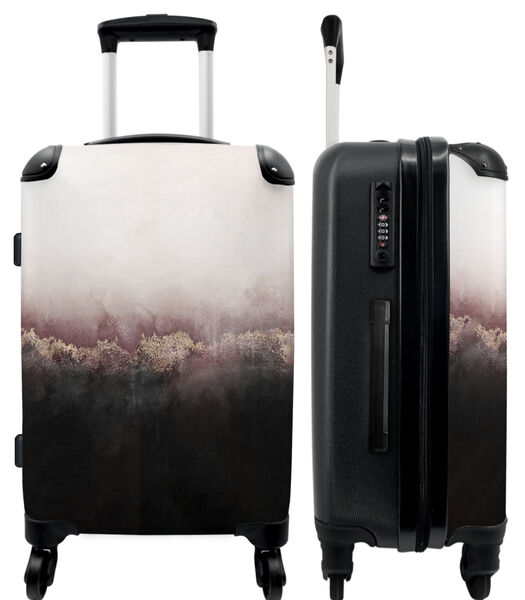 Handbagage Koffer met 4 wielen en TSA slot (Marmer - Abstract - Goud - Roze)