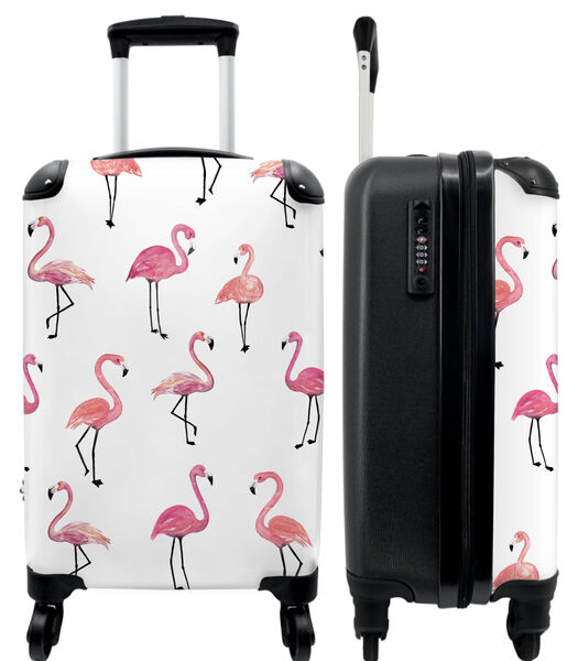 Ruimbagage koffer met 4 wielen en TSA slot (Flamingo - Patroon - Roze)