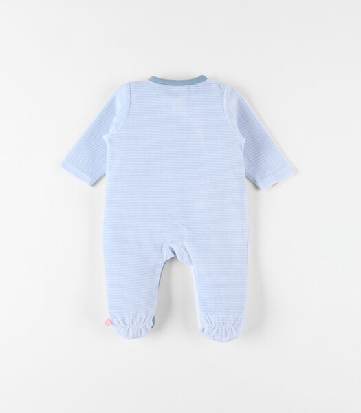 1-delige pyjama met dino uit fluweel, lichtblauw/ecru