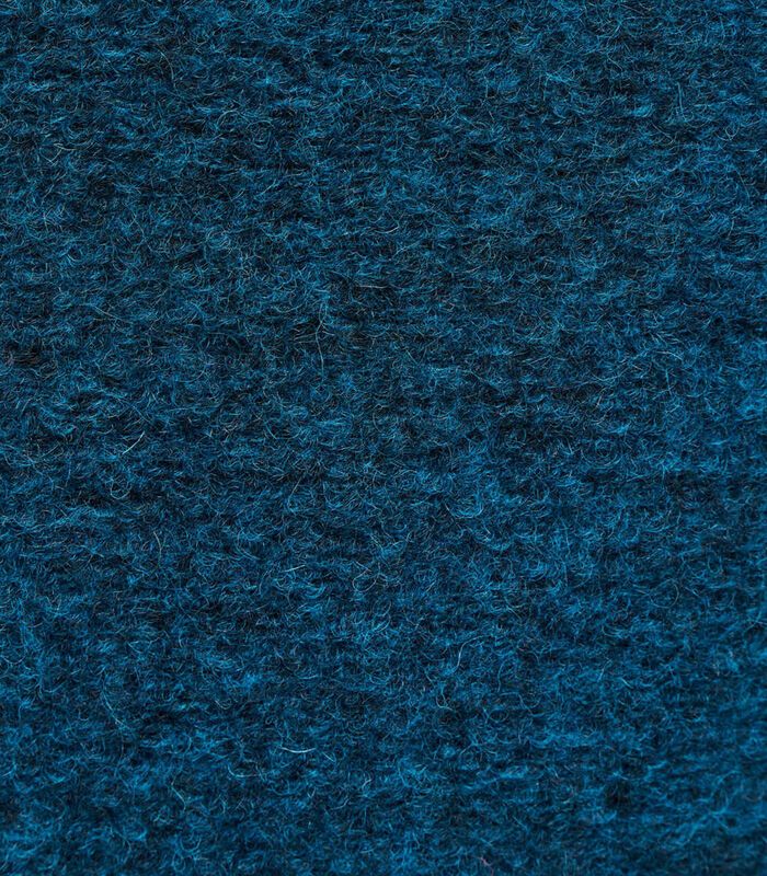 Manteau bleu pétrole mi-long en maille bouillie image number 4