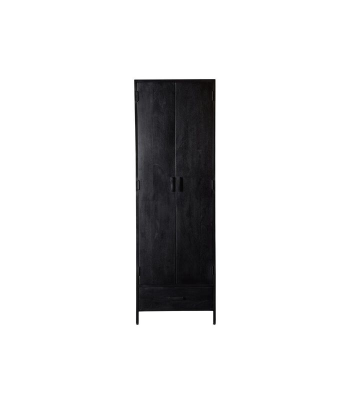 Black Omerta - Armoire de rangement - mangue - noir - 2 portes - 1 tiroir - châssis en acier - revêtement noir image number 2
