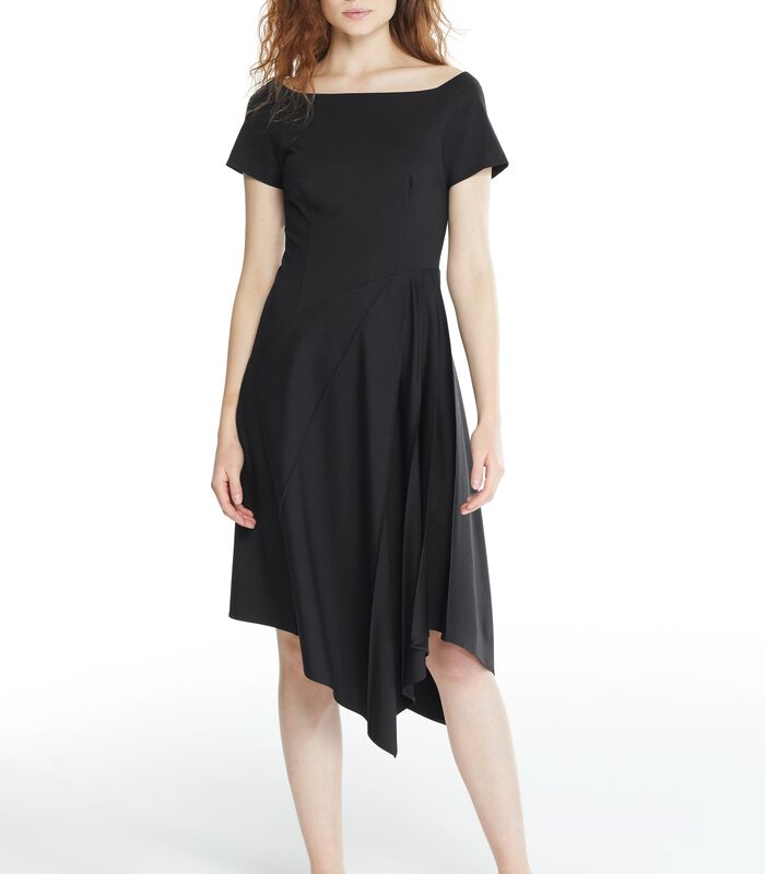 Zwarte asymmetrische jurk gebreid VERVEINE image number 1