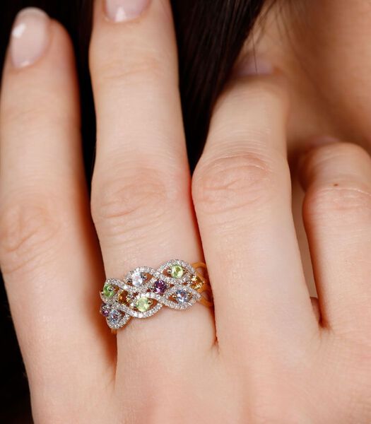 Ring 'Color pop Multipierres' geelgoud en diamanten