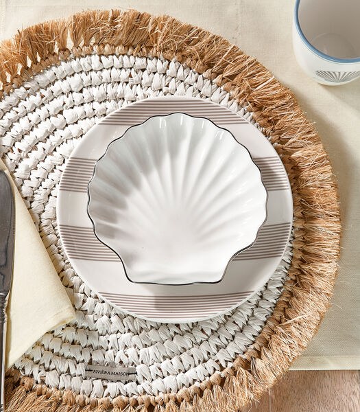 Riviera Maison Gebaksbord - Classic Coast Shell Plate - Wit - Porselein