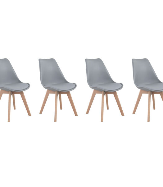 Lot de 4 chaises scandinaves NORA grises avec coussin