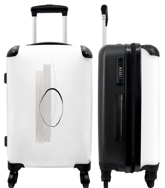 Handbagage Koffer met 4 wielen en TSA slot (Abstract - Grijs - Vormen - Wit)