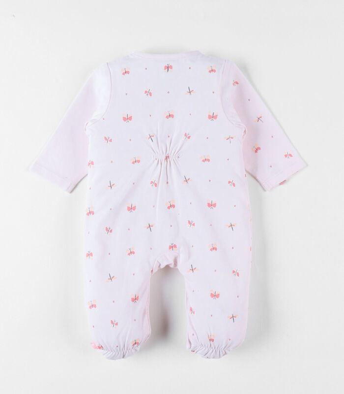 Jersey 1-delige pyjama met met vlinder- en giraffenprint, lichtroze image number 1