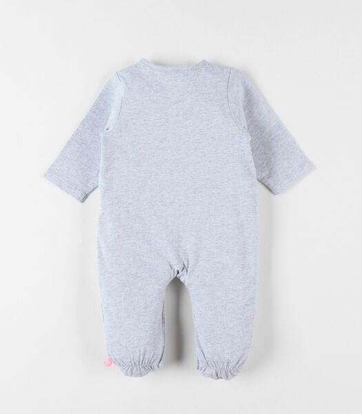 Jersey 1-delige pyjama met olifant voor pasgeborenen, gemêleerd grijze